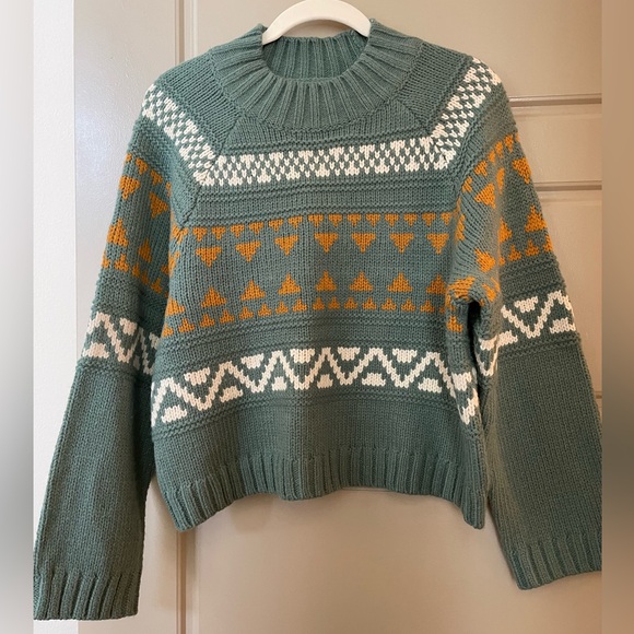 Target Universal Thread Women’s Teal Green Fair Isle Knit Sweater in size L - Picture 3 of 5